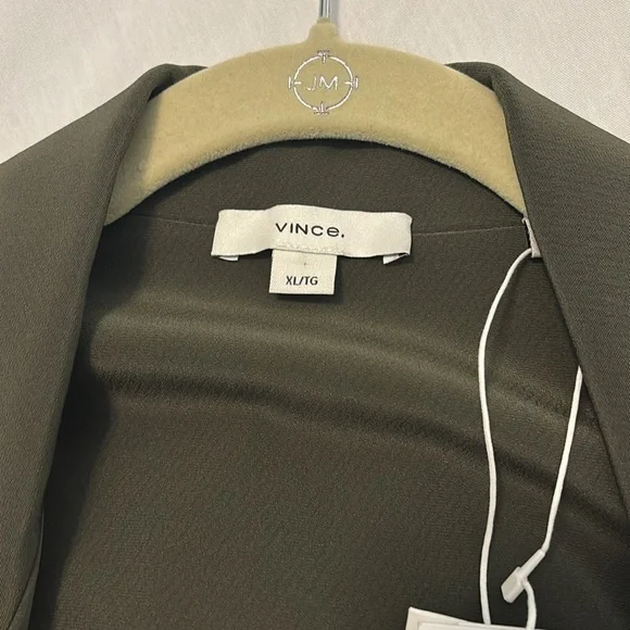 Vince Olive Green Tie-Front Maxi Dress SZ XL v-neck luxurious designer NWT - Picture 6 of 15